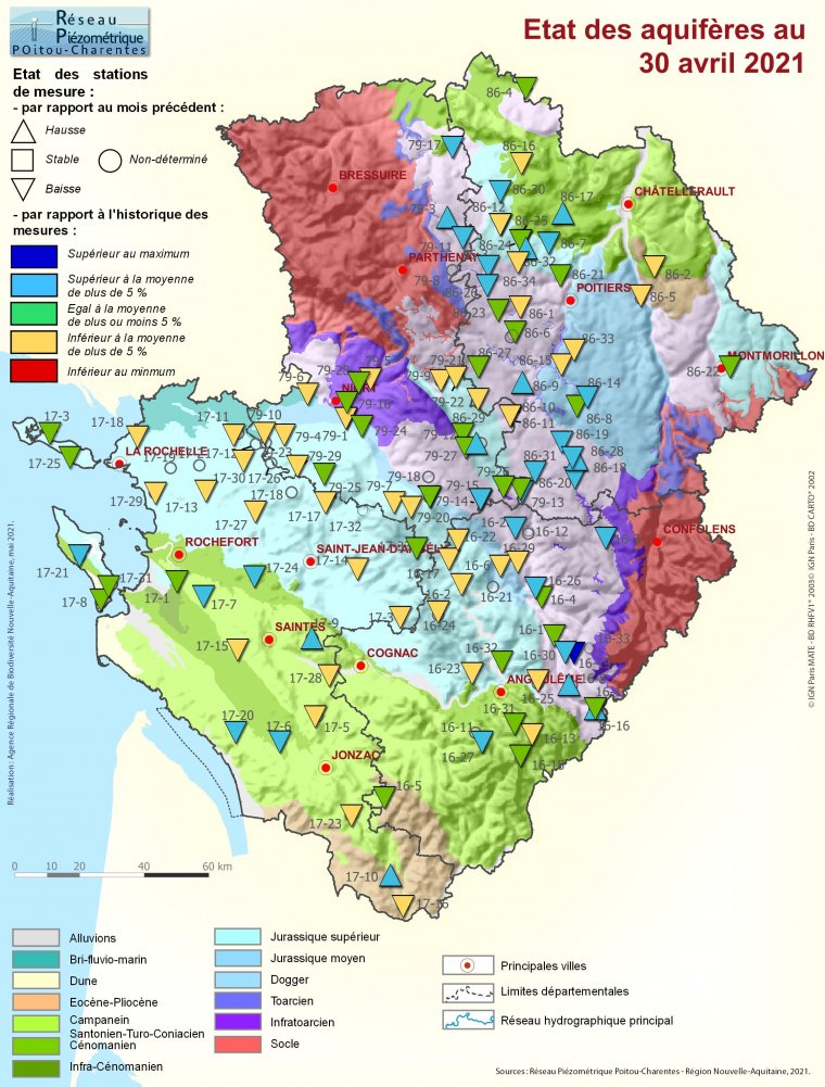 Etat des aquifères de Poitou-Charentes au 30 avril 2021