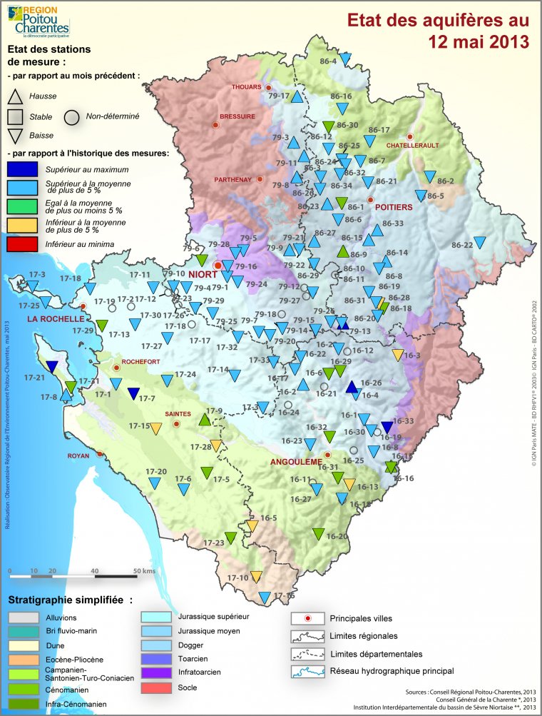 Etat des aquifères de Poitou-Charentes au 12 mai 2013