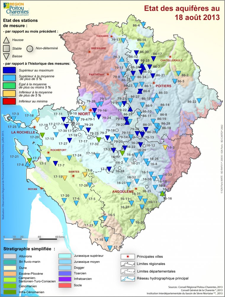 Etat des aquifères de Poitou-Charentes au 18 août 2013