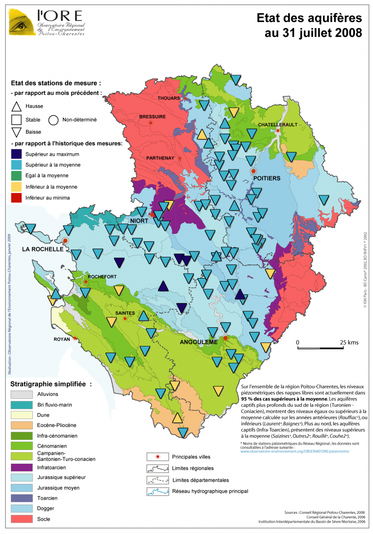 Etat des aquifères de Poitou-Charentes au 31 juillet 2008