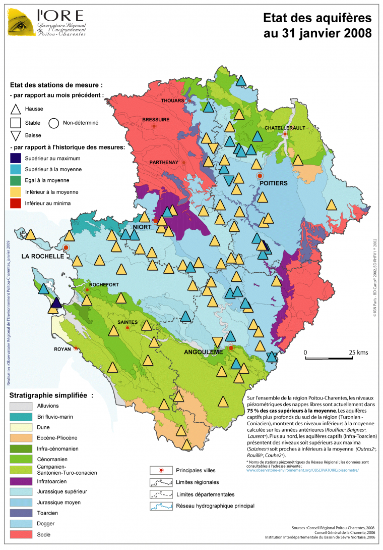 Etat des aquifères de Poitou-Charentes au 31 janvier 2008