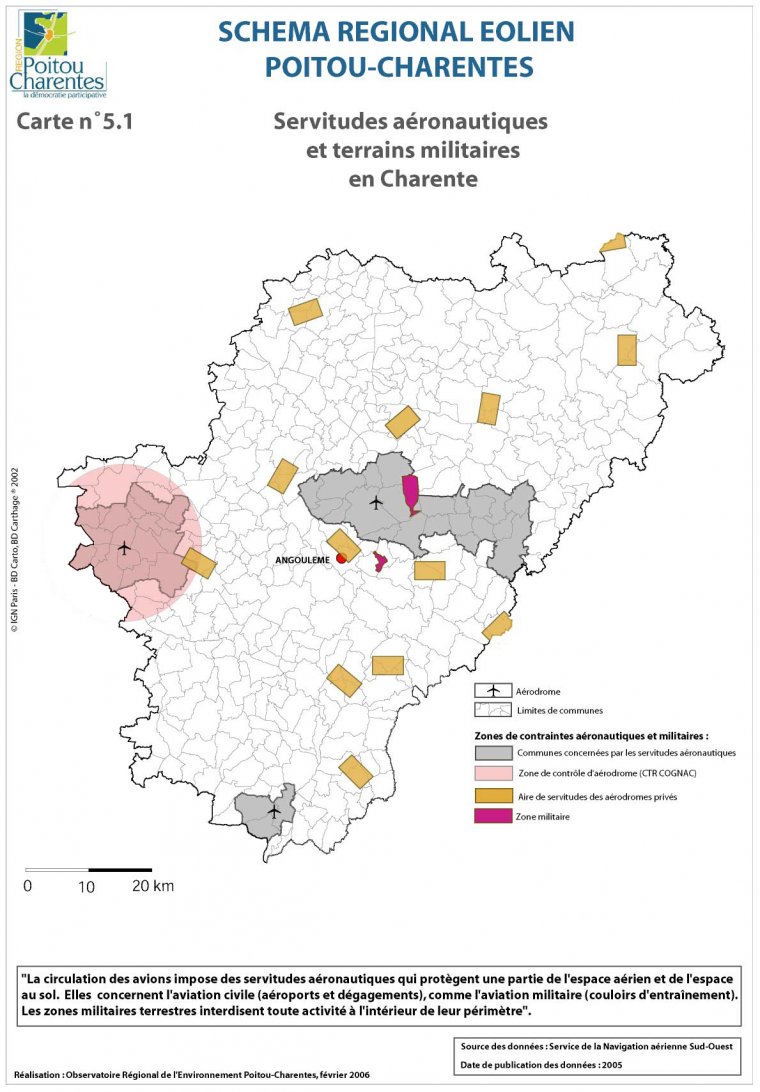 Servitudes aéronautiques et terrains militaires en Charente
