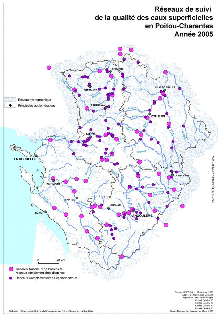 Réseaux de suivi de la qualité des eaux superficielles en Poitou-Charentes en 2005