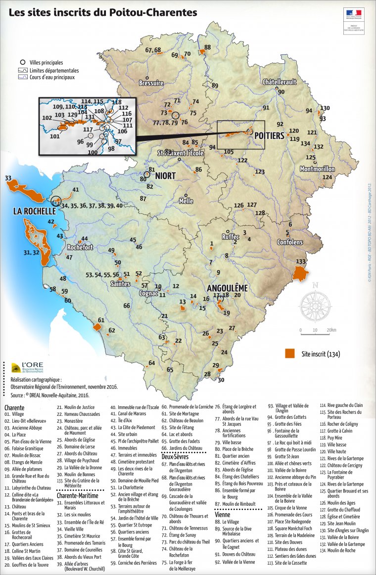 Les sites inscrits du Poitou-Charentes en 2016
