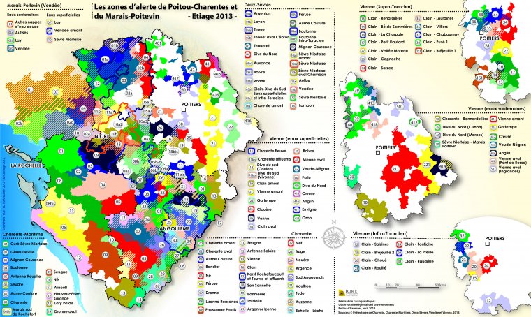 Les zones d'alerte par communes en Poitou-Charentes pour l'année 2013