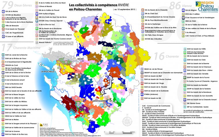 Les collectivités à compétence rivière en Poitou-Charentes