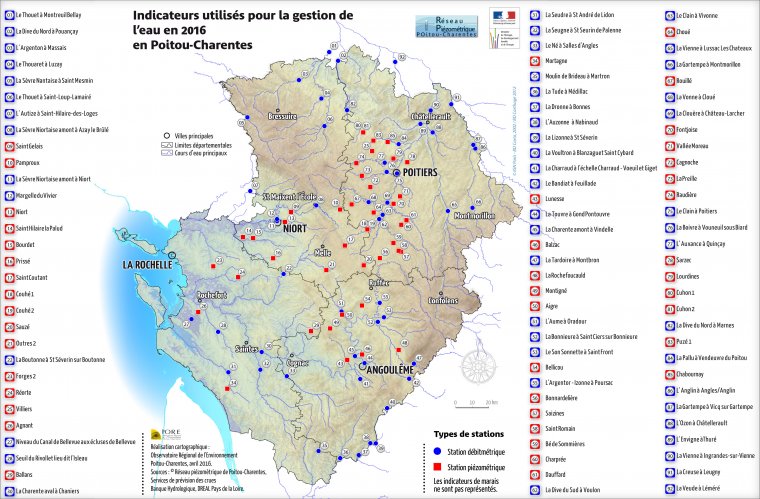 Indicateurs utilisés pour la gestion de l'eau en 2016 en Poitou-Charentes