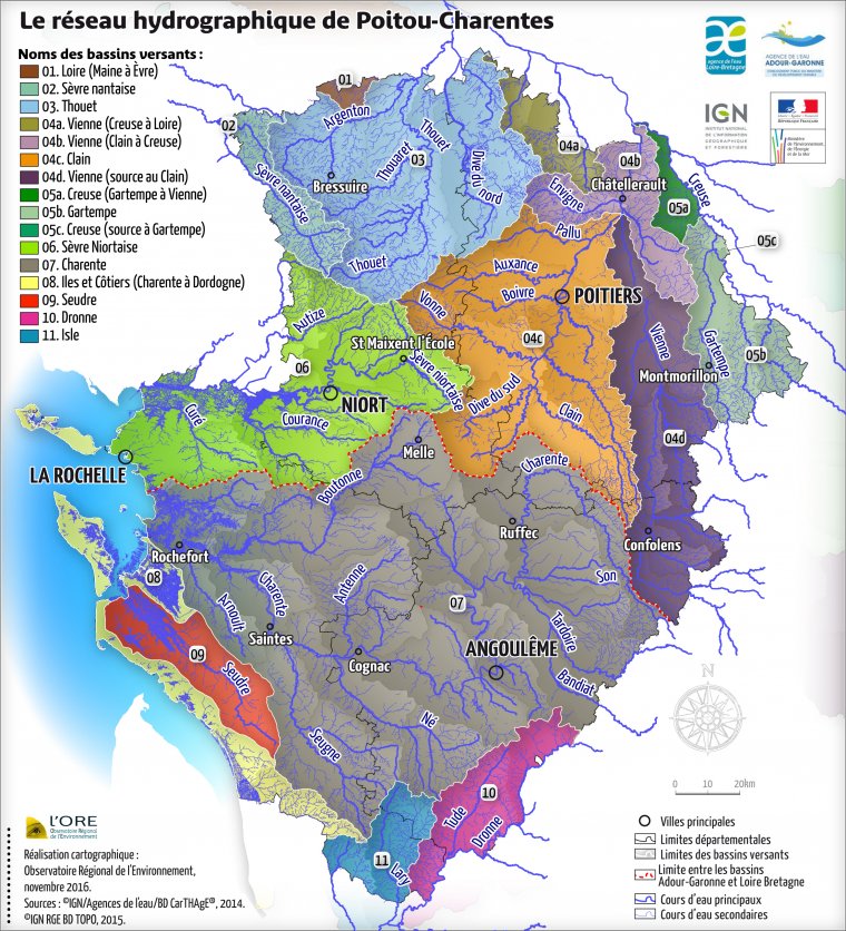 Le réseau hydrographique de Poitou-Charentes