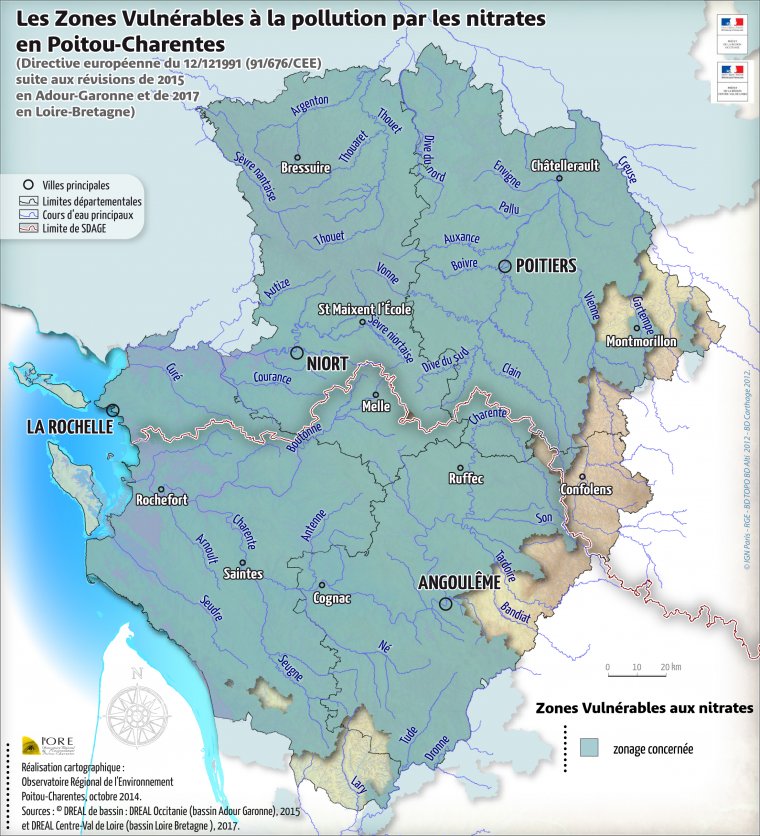 Les Zones Vulnérables à la pollution par les nitrates en Poitou-Charentes (édition 2017)