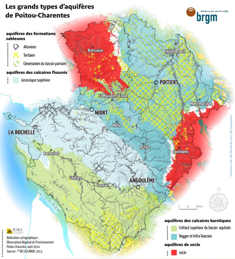 Les grands types d'aquifères en Poitou-charentes