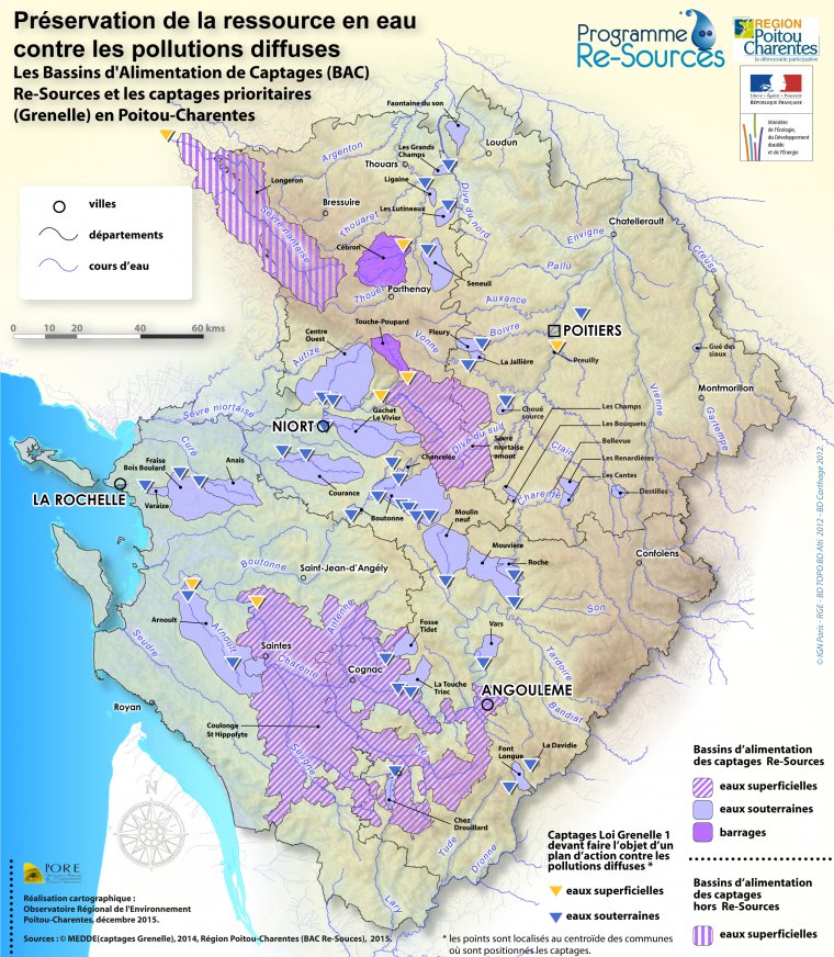 Les bassins d'alimentation de captages (BAC) du programme Re-Sources en Poitou-Charentes 2015