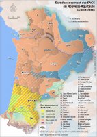 Etat d’avancement des SAGE de la région Nouvelle-Aquitaine en décembre 2023