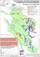 Etat hydraulique du linéaire hydrographique du département de la Charente-Maritime - Campagne du 1er juillet 2025