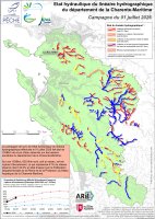 Etat hydraulique du linéaire hydrographique du département de la Charente-Maritime - Campagne du 1er juillet 2026