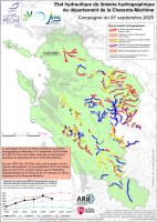 Etat hydraulique du linéaire hydrographique du département de la Charente-Maritime - Campagne du 1er septembre 2025