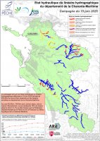 Etat hydraulique du linéaire hydrographique du département de la Charente-Maritime - Campagne du 15 juin 2025
