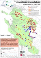 Etat hydraulique du linéaire hydrographique du département de la Charente-Maritime - Campagne du 15 juillet 2026