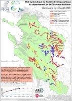 Etat hydraulique du linéaire hydrographique du département de la Charente-Maritime - Campagne du 15 août 2026