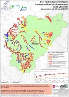 Etat hydraulique du linéaire hydrographique du département de la Charente - Campagne du 15 août 2026