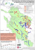 Etat hydraulique du linéaire hydrographique du département de la Charente-Maritime - Campagne du 1er octobre 2025