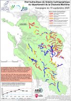 Etat hydraulique du linéaire hydrographique du département de la Charente-Maritime - Campagne du 15 septembre 2025
