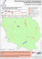Etat hydraulique du linéaire hydrographique du département de la Creuse - Campagne du 1er août 2026