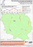 Etat hydraulique du linéaire hydrographique du département de la Creuse - Campagne du 15 juin 2026