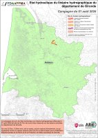 Etat hydraulique du linéaire hydrographique du département de la Gironde - Campagne du 1er août 2026