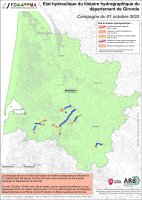Etat hydraulique du linéaire hydrographique du département de la Gironde - Campagne du 1er octobre 2025