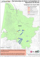 Etat hydraulique du linéaire hydrographique du département de la Gironde - Campagne du 15 juin 2025