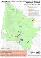 Etat hydraulique du linéaire hydrographique du département de la Gironde - Campagne du 15 juillet 2026