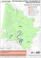 Etat hydraulique du linéaire hydrographique du département de la Gironde - Campagne du 15 août 2025
