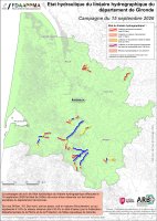 Etat hydraulique du linéaire hydrographique du département de la Gironde - Campagne du 15 septembre 2026