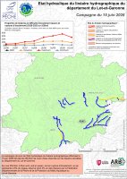 Etat hydraulique du linéaire hydrographique du département du Lot-et-Garonne - Campagne du 15 juin 2026