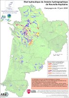 Etat hydraulique du linéaire hydrographique de la région Nouvelle-Aquitaine - Campagne du 15 juin 2026