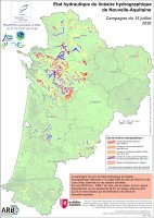 Etat hydraulique du linéaire hydrographique de la région Nouvelle-Aquitaine - Campagne du 15 juillet 2026