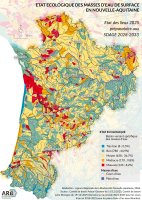 Etat écologique des masses d’eau de surface en Nouvelle-Aquitaine - Etats des lieux 2025 préparatoires aux SDAGE 2028-2033