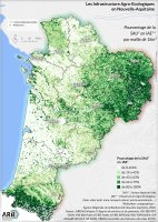 Les Infrastructures Agro-Ecologiques (IAE) de Nouvelle-Aquitaine (pourcentage de la SAU en IAE par maille de 1km²)