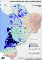 Volumes d’eau prélevés pour l’irrigation, eaux souterraines en Nouvelle-Aquitaine - année 2023
