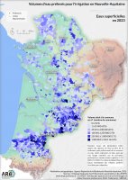 Volumes d’eau prélevés pour l’irrigation, eaux superficielles en Nouvelle-Aquitaine - année 2023
