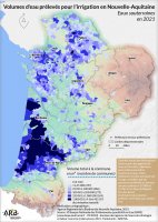 Volumes d’eau prélevés pour l’irrigation, eaux souterraines en Nouvelle-Aquitaine - année 2021