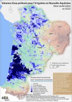 Volumes d’eau prélevés pour l’irrigation, eaux souterraines en Nouvelle-Aquitaine - année 2022