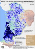 Volumes d’eau prélevés pour l’irrigation, toutes ressources confondues en Nouvelle-Aquitaine - année 2022