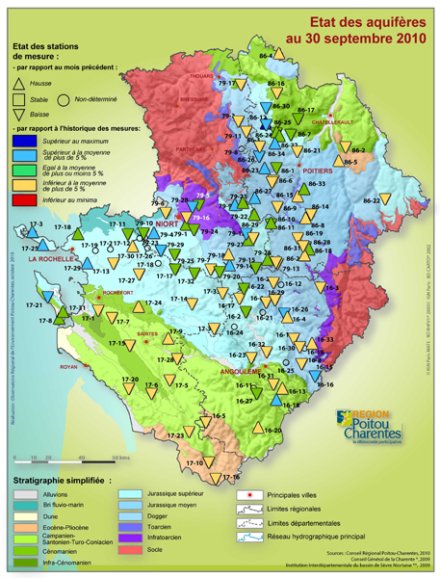 Etat des aquifères de Poitou-Charentes au 30 septembre 2010