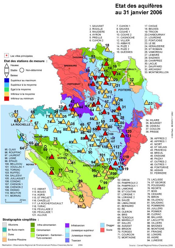Etat des aquifères au 31 janvier 2006