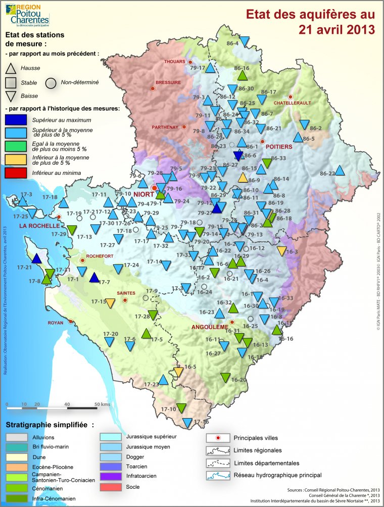 Etat des aquifères de Poitou-Charentes au 21 avril 2013