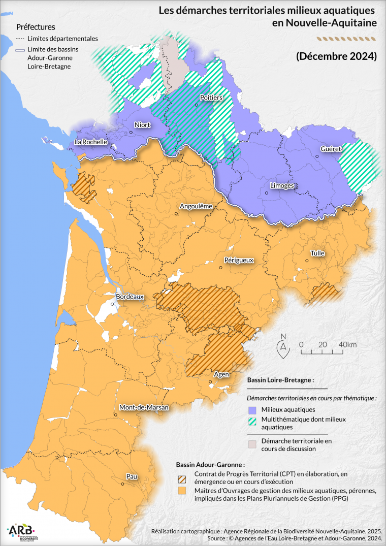 Démarches territorialisées milieux aquatiques en Nouvelle-Aquitaine (décembre 2024)