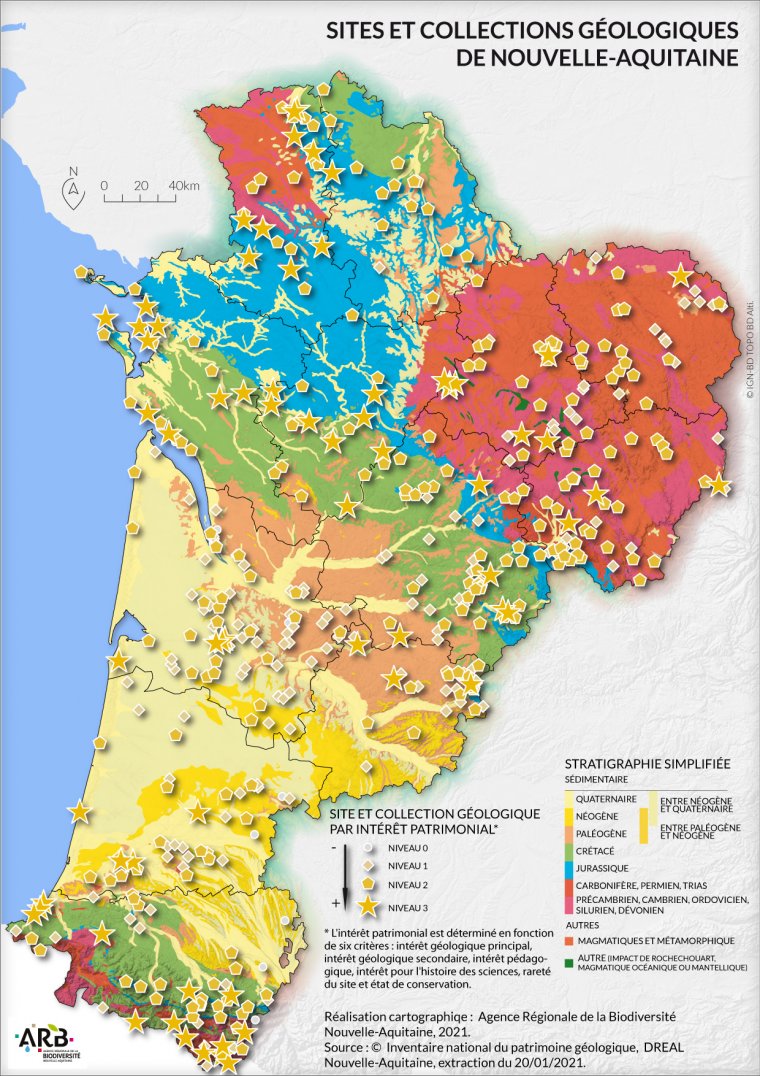 Sites et collections géologiques de Nouvelle-Aquitaine en 2021