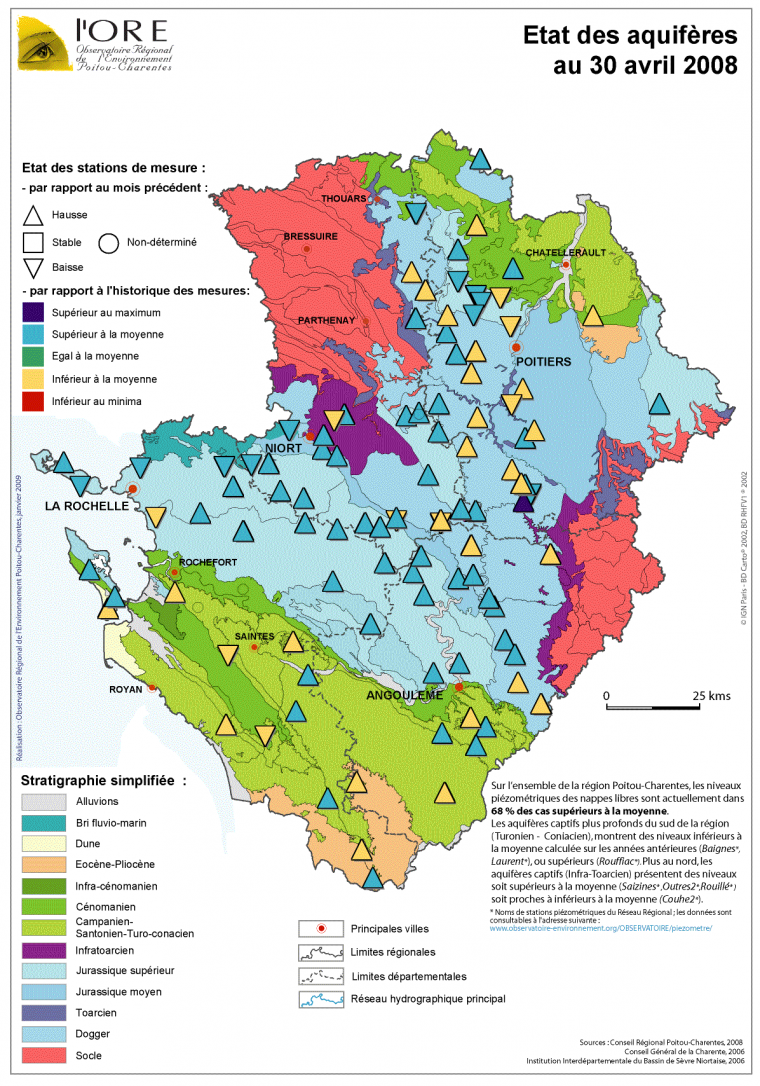 Etat des aquifères au 30 avril 2008