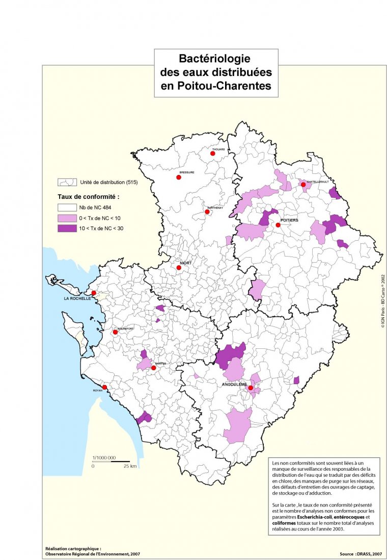 Bactériologie des eaux distribuées en Poitou-Charentes en 2007